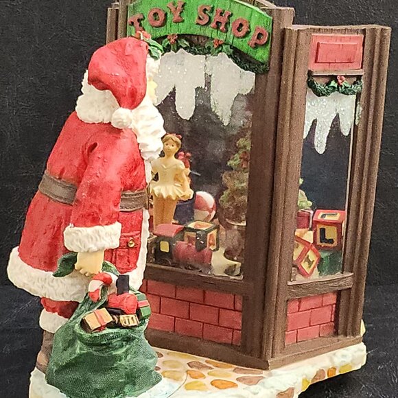 Santa Looking Through Toy Shop Window Musical/Music Box Plays Jingle Bells - Picture 1 of 6